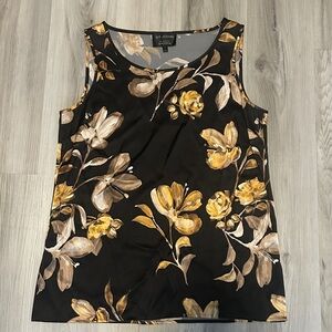 St. John Black and Gold Floral SILK 
Tank Top